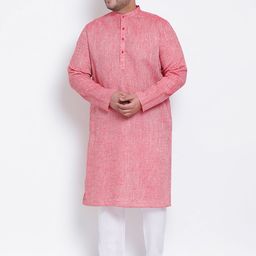 Hangup Men Red Woven Design Kurta with Pyjamas-32