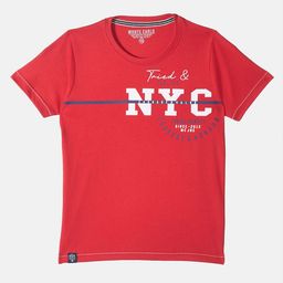 Monte Carlo Boys Red Typography Printed Cotton T-shirt-image-63