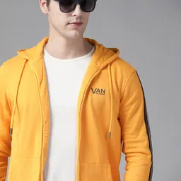 Van Heusen Men Yellow Hooded Knitted Sweatshirt-image-37