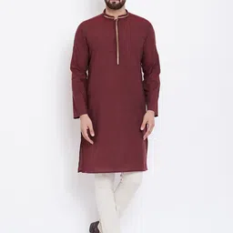 even Men Maroon Solid Straight Kurta-image-64