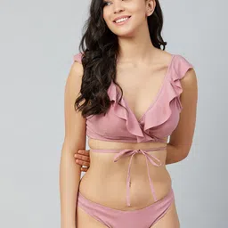Athena Women Pink Solid Swim Bikini Set ASG-7002-image-20