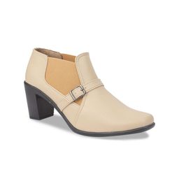 VALIOSAA Women Cream-Coloured & Beige Colourblocked Heeled Boots-image-14