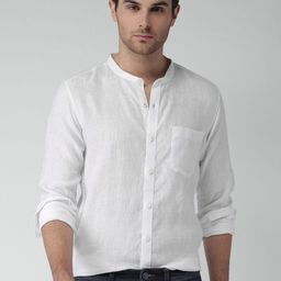 Mast & Harbour Men White  Casual Linen Sustainable Shirt-image-132