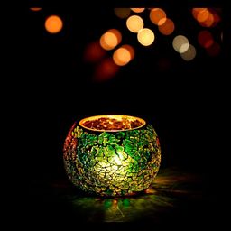 eCraftIndia Blue & Green Abstract Patterned Mosaic Glass Handcrafted Tea Light Holder-image-23