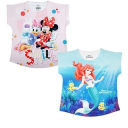 Disney by Wear Your Mind Girls Pack Of 2 Pink & Blue Mickey & Friends & Ariel Printed Tops-image-25