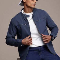 WROGN Pure Cotton Band Collar Tailored Jacket-20