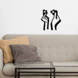 eCraftIndia Black Loving Couple Hands with Hearts Wood Art Cutout Wall Hanging-image-45