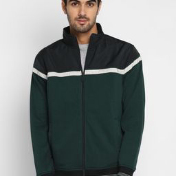 Octave Men Green & Black Colourblocked Sweatshirt-image-68