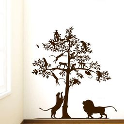 rawpockets Brown Silhouette Haunting Lion Wall Sticker-11