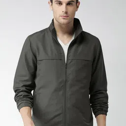 Mast & Harbour Men Charcoal Grey Solid Sporty Jacket-image-29