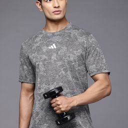 ADIDAS Brand Logo Detail Perforated Detail Training Aop T-shirt-image-111