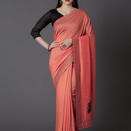 Mitera Pink Embellished Poly Silk Party Saree-picture-48
