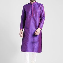 KISAH Men Blue & Pink Printed Straight Kurta-image-31