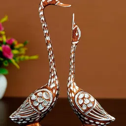 eCraftIndia Set of 2 Brown & Silver Kissing Swan Couple Handcrafted Figurine Showpieces-image-29