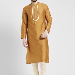KISAH Men Rust Solid Straight Kurta-25