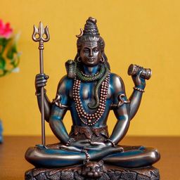eCraftIndia Brown & Blue Lord Shiva Padmasana Decorative Figurine Showpiece-image-17