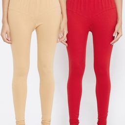Tulsattva Women Pack Of 2 Solid Churidar-Length Leggings-image-51