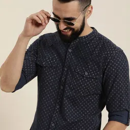 HERE&NOW Pure Cotton Floral Printed Casual Slim Fit Shirt-picture-0