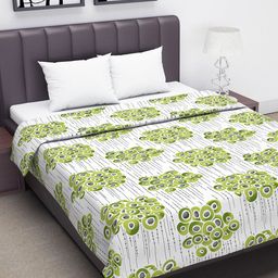 Divine Casa White & Green Abstract AC Room 110 GSM Double Bed Dohar-image-27