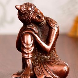 eCraftIndia Copper-toned Resting Buddha on Knee Showpiece-47