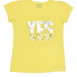 FUNKRAFTS Girls Yellow  Silver Sequinned Round Neck Pure Cotton T-shirt-image-40