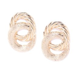 Jewels Galaxy Gold-Plated Textured Oval Drop Earrings-image-12