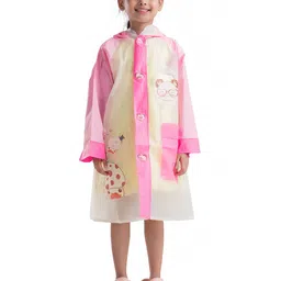 Yellow Bee Girls Printed Hooded Rain Jacket-53