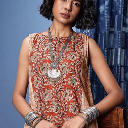 Taavi Kalamkari Ethnic Motifs Printed Pure Cotton Kurta-image-48