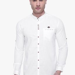 Kuons Avenue Men White Slim Fit Solid Casual Shirt-image-66