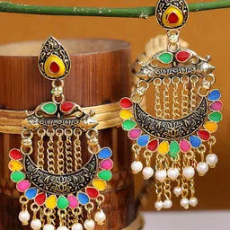 ANIKAS CREATION Multicoloured Contemporary Drop Earrings-image-5