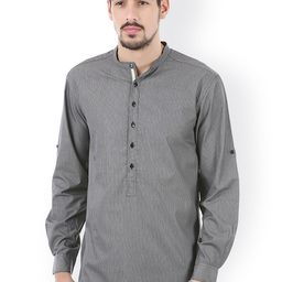 even Black & White Striped Short Kurta-image-32