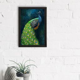 eCraftIndia Blue & Green Peacock Satin Matte Texture UV Wall Art-48