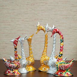 eCraftIndia Set of 6 Multicolored Handcrafted Kissing Swan Couple Figurine Showpieces-image-49