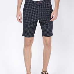 t-base Men Navy Blue Solid Slim Fit Chino Shorts-image-35