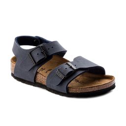 Birkenstock Boys Navy Blue New Birko-Flor Nubuck Narrow Width New York Comfort Sandals-image-2