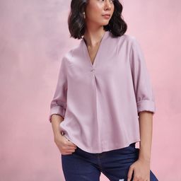 DressBerry Pleated Roll-Up Sleeves Top-image-71