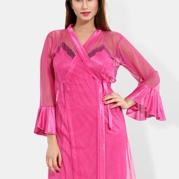Be You Sleeveless Net Nightdress With Robe-image-66