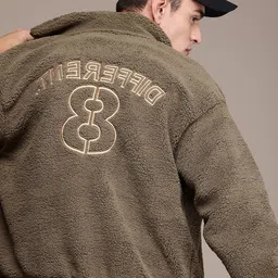 WROGN Typography Applique Detailing Fleece Bomber Jacket-image-23