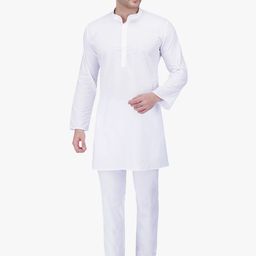 RAJUBHAI HARGOVINDAS Men White Solid Kurta with Pyjamas-50