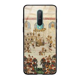 DailyObjects Beige & Red Royal Decree OnePlus 8 Glass Mobile Case-55