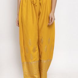 Clora Creation Women Mustard Yellow Printed Straight Palazzos-image-60