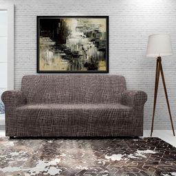 Cortina Brown & Beige Printed 2-Seater Super-Stretchable Non-Slip Sofa Slipcover-image-54