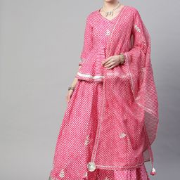 Divena Pink & White Printed Ready to Wear Lehenga & Blouse With Dupatta-picture-27