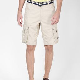 t-base Men Beige Solid Regular Fit Cargo Shorts-image-11