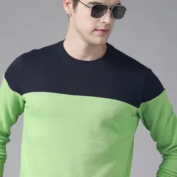 Van Heusen Men Navy Blue Colourblocked Sweatshirt-picture-20