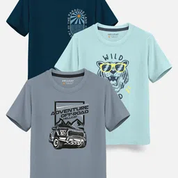 HELLCAT Boys Pack Of 3 Printed Cotton T-shirt-image-19