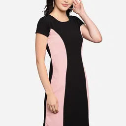 PURVAJA Women Peach-Coloured Colourblocked Sheath Dress-image-26