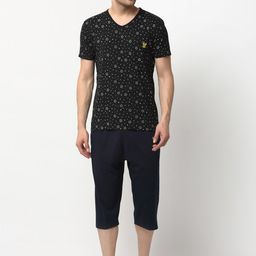 VIMAL JONNEY Men Black & Navy Blue Printed Night suit-image-31