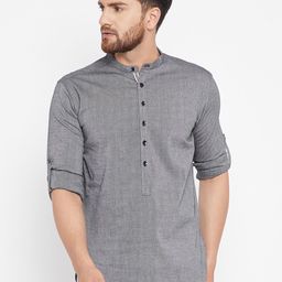 even Men Grey Solid Straight Kurta-image-80