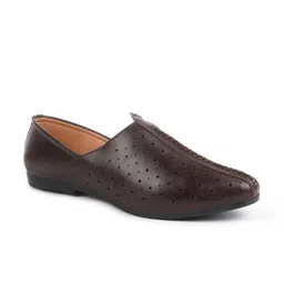 FAUSTO Men Brown Perforated Mojaris-image-49